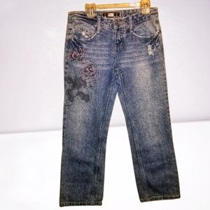 R4R Rave Blue Distressed Bling Ripped Jeans Size 3